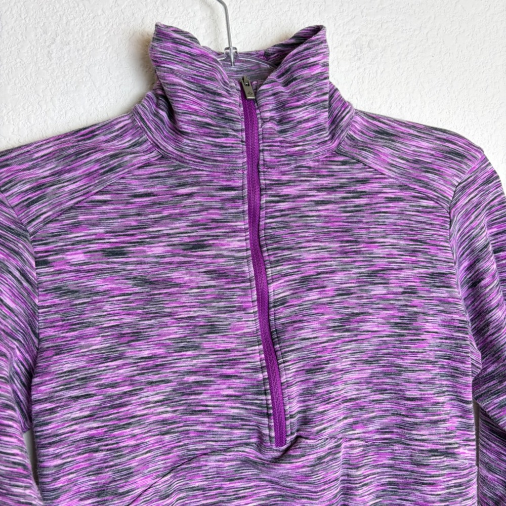 Columbia Women Purple Space Dye Quarter Zip Pullover Mock Neck Top Size Medium